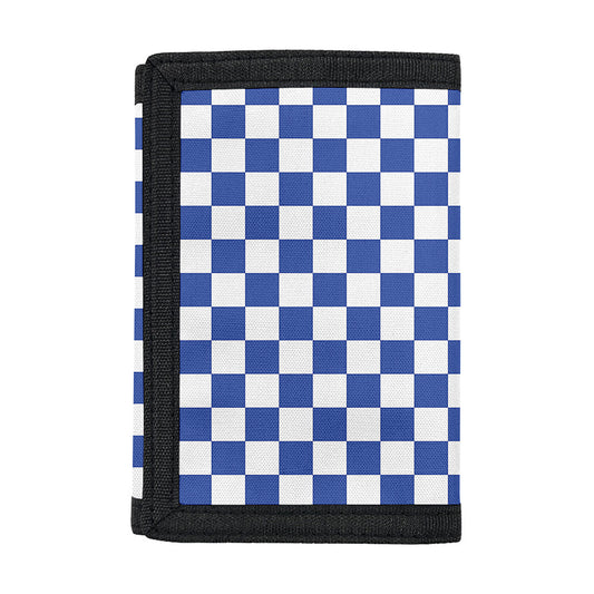 Blue And White Checkered Pattern Print Trifold Wallet
