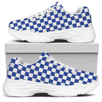 Blue And White Checkered Pattern Print White Chunky Shoes