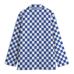 Blue And White Checkered Pattern Print Women's Blazer