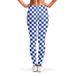 Blue And White Checkered Pattern Print Women's Leggings