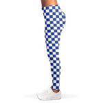 Blue And White Checkered Pattern Print Women's Leggings