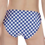 Blue And White Checkered Pattern Print Women's Panties