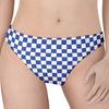 Blue And White Checkered Pattern Print Women's Thong