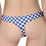 Blue And White Checkered Pattern Print Women's Thong