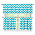 Blue And White Chevron Pattern Print 3 Piece Kitchen Curtains