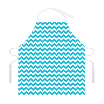 Blue And White Chevron Pattern Print Adjustable Apron