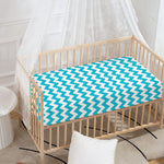 Blue And White Chevron Pattern Print Baby Crib Sheet
