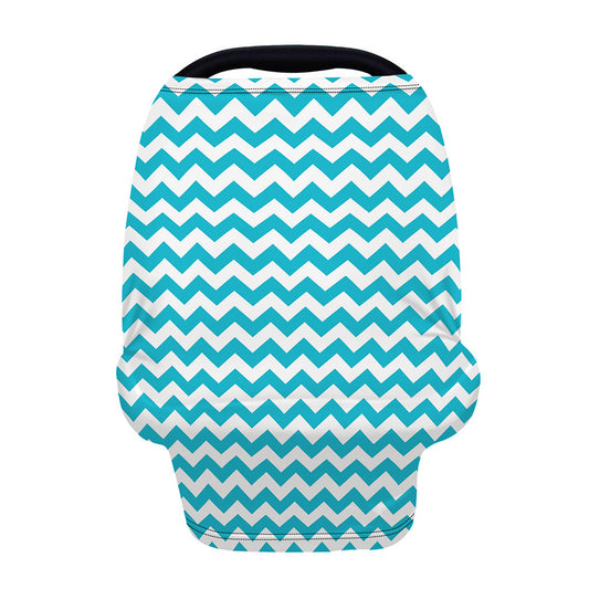 Blue And White Chevron Pattern Print Baby Seat Cover