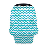 Blue And White Chevron Pattern Print Baby Seat Cover