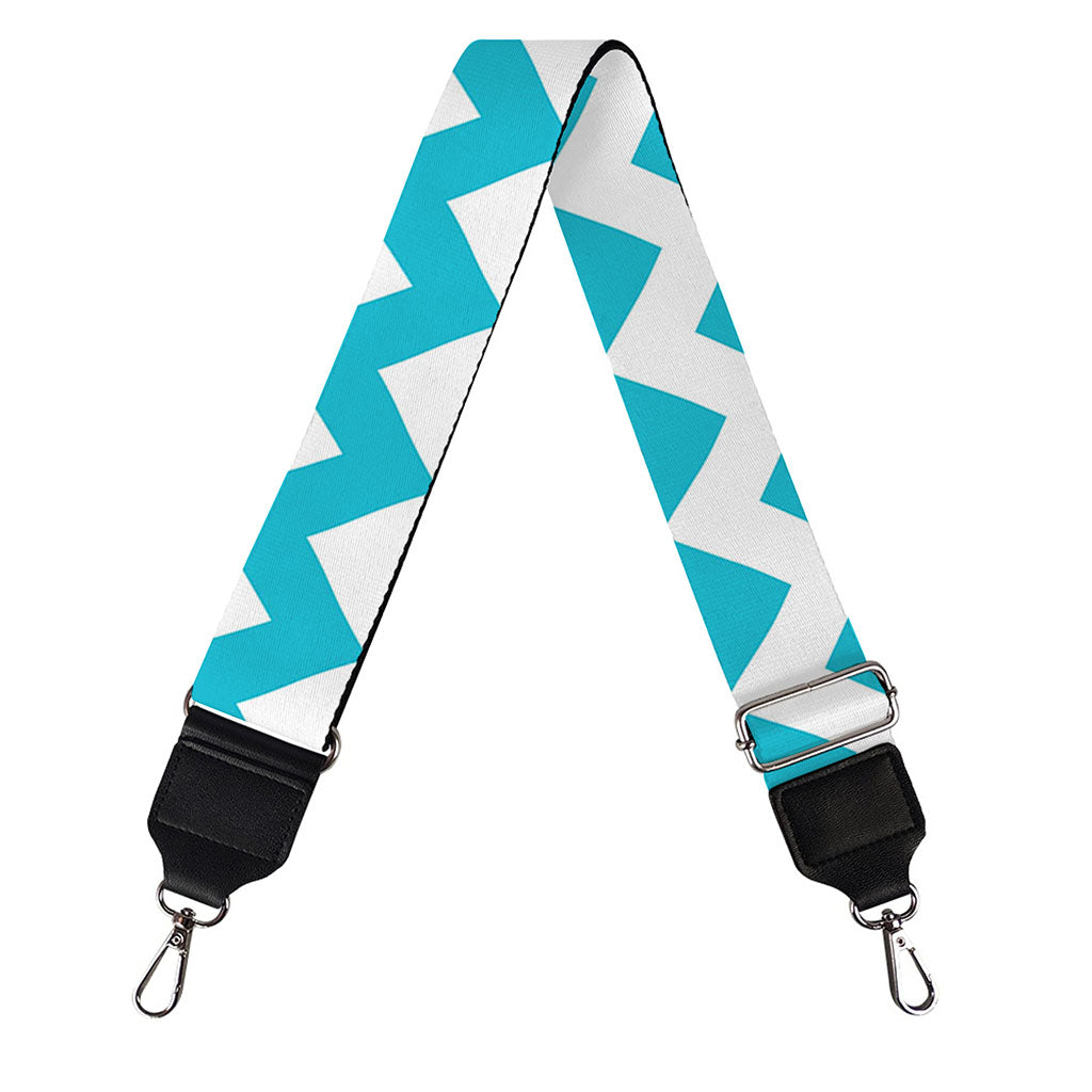 Blue And White Chevron Pattern Print Bag Strap