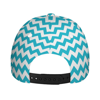 Blue And White Chevron Pattern Print Baseball Cap