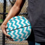 Blue And White Chevron Pattern Print Basketball