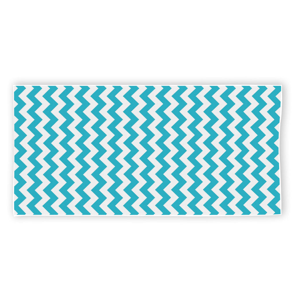 Blue And White Chevron Pattern Print Beach Towel