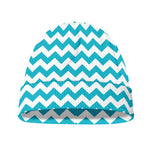 Blue And White Chevron Pattern Print Beanie