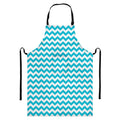 Blue And White Chevron Pattern Print Bib Apron With Pocket