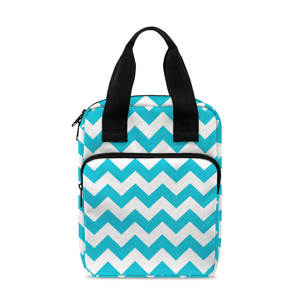 Blue And White Chevron Pattern Print Bible Tote Bag