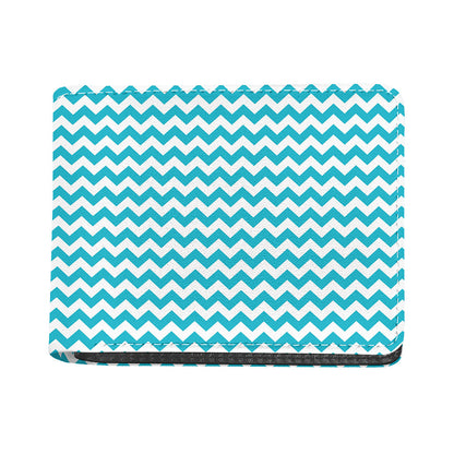 Blue And White Chevron Pattern Print Bifold Wallet