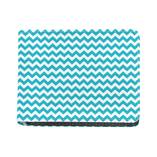 Blue And White Chevron Pattern Print Bifold Wallet