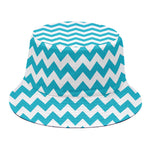 Blue And White Chevron Pattern Print Bucket Hat