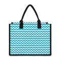 Blue And White Chevron Pattern Print Canvas Tote Bag