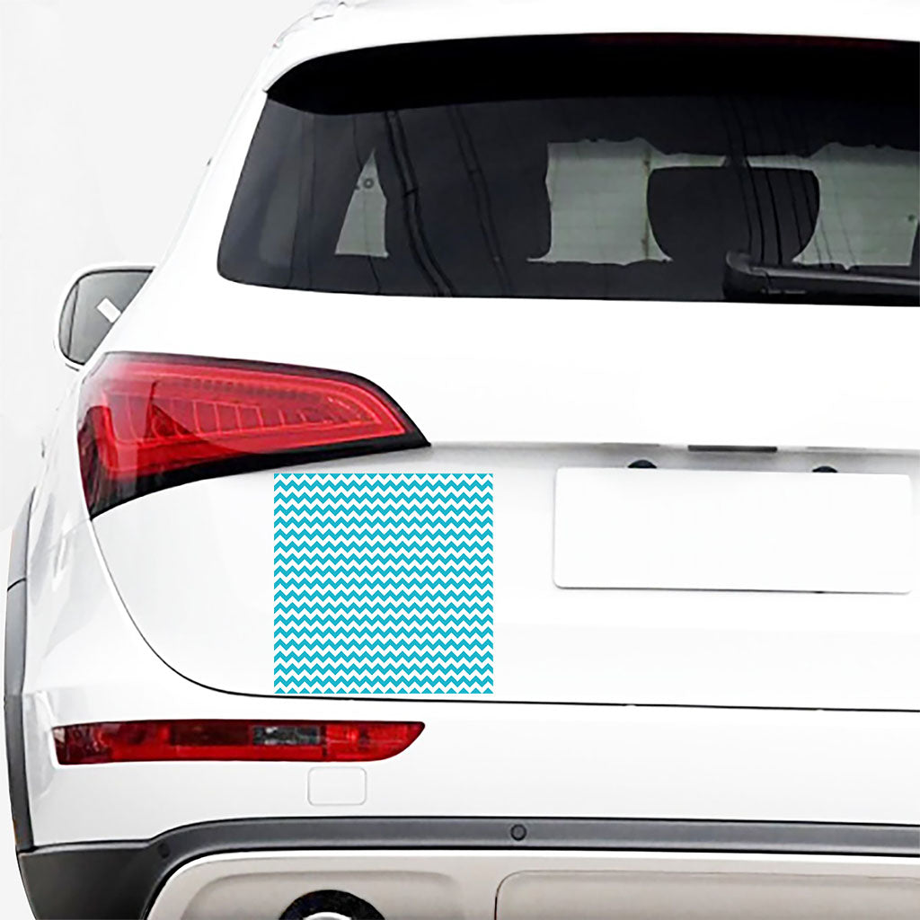 Blue And White Chevron Pattern Print Car Sticker