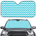 Blue And White Chevron Pattern Print Car Windshield Sun Shade
