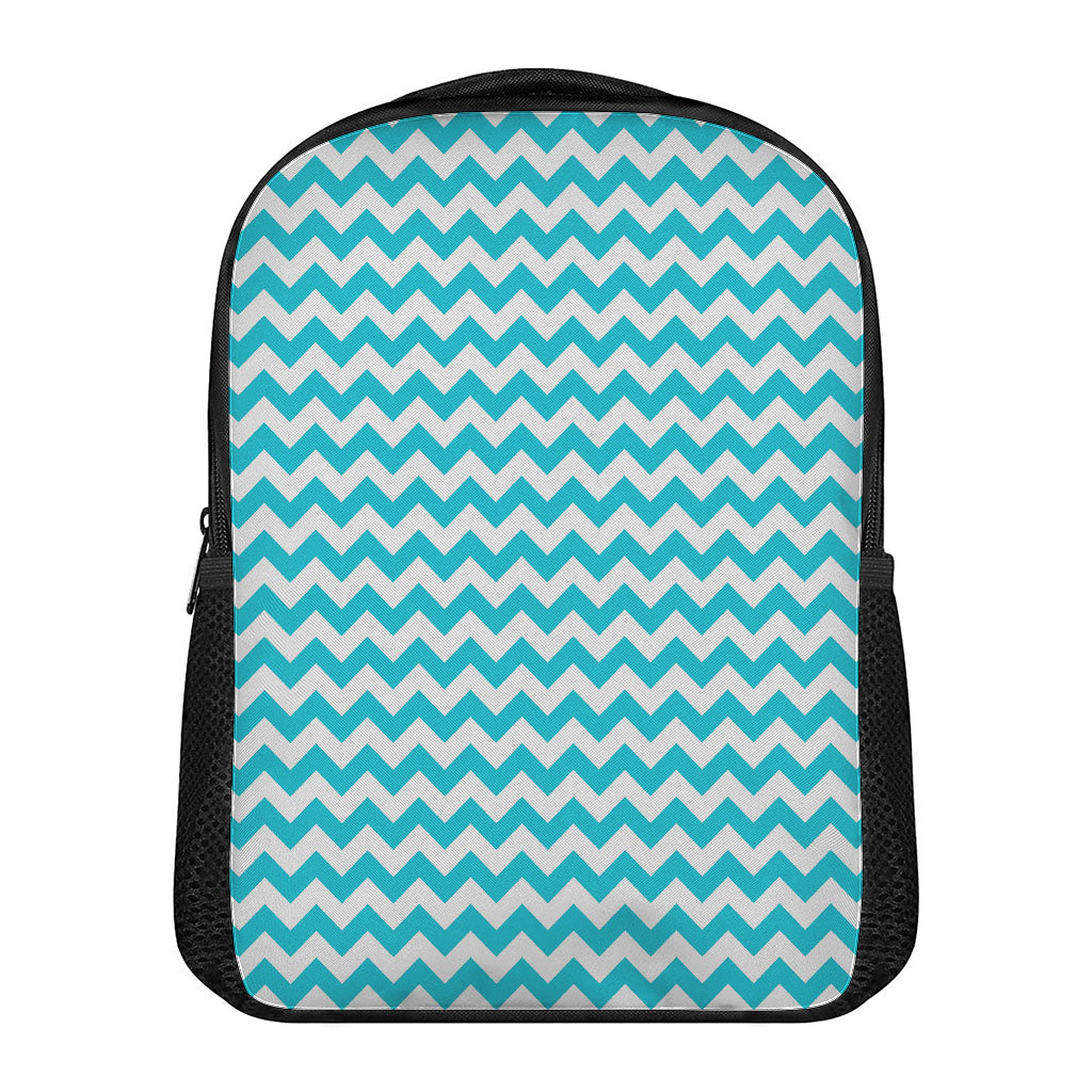 Blue And White Chevron Pattern Print Casual Backpack