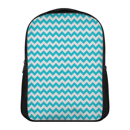 Blue And White Chevron Pattern Print Casual Backpack