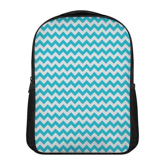 Blue And White Chevron Pattern Print Casual Backpack