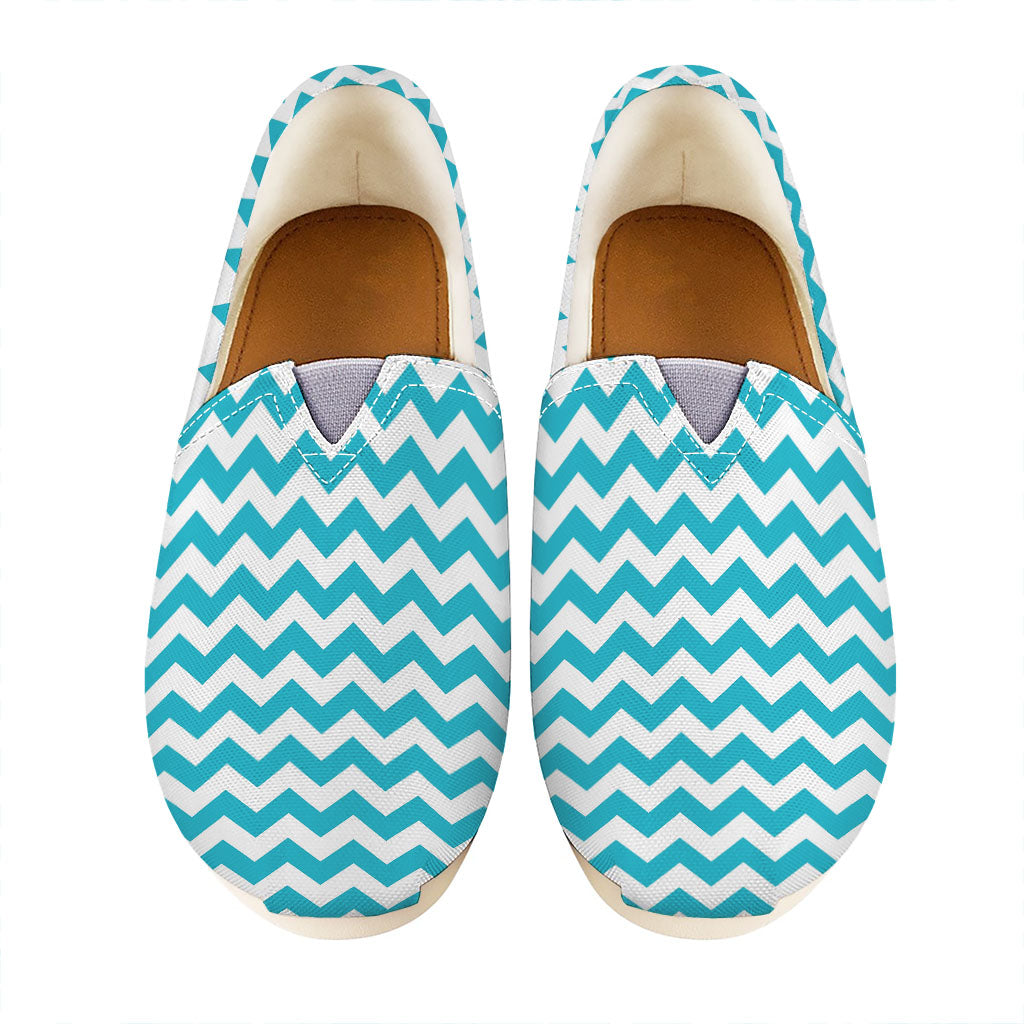 Blue And White Chevron Pattern Print Casual Shoes