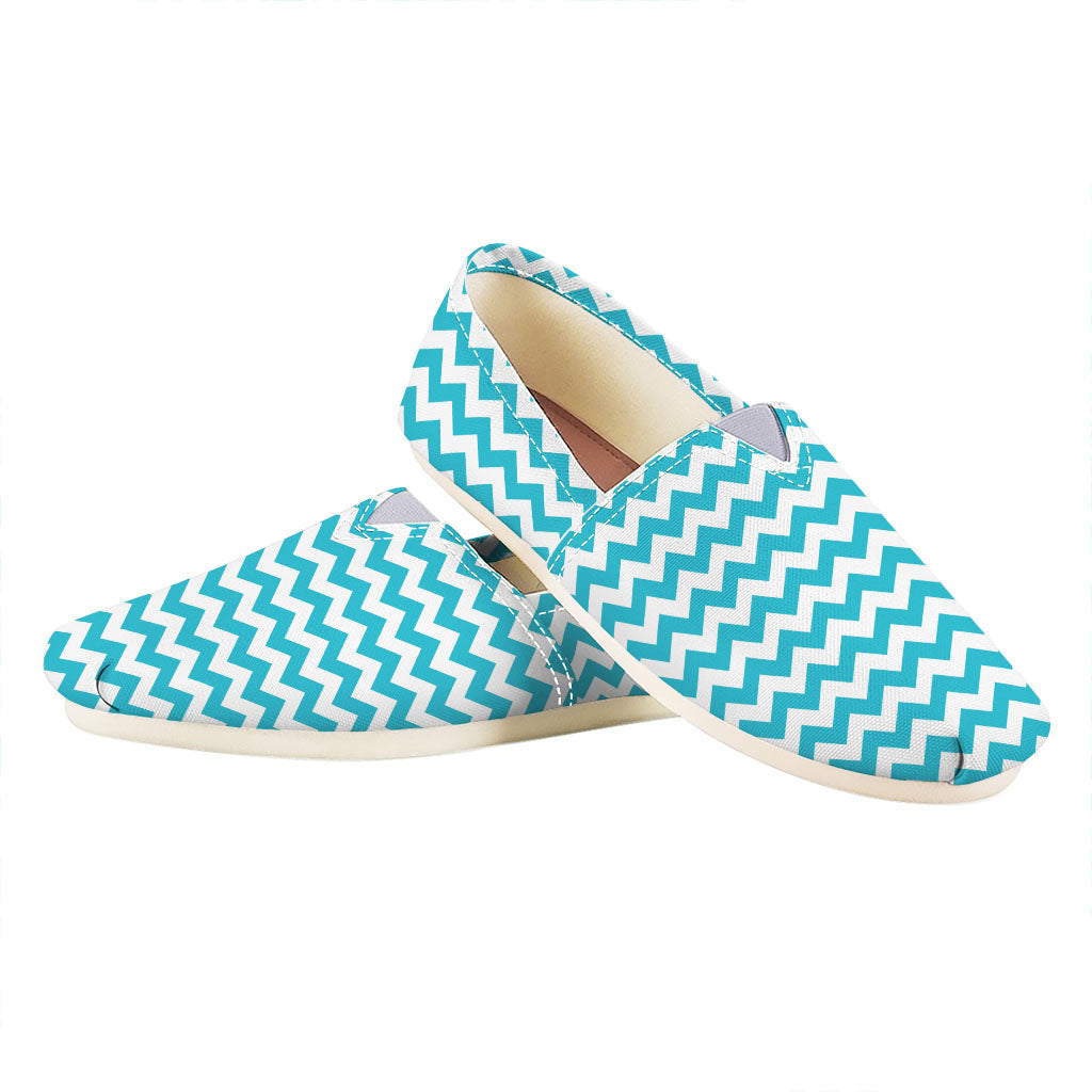 Blue And White Chevron Pattern Print Casual Shoes