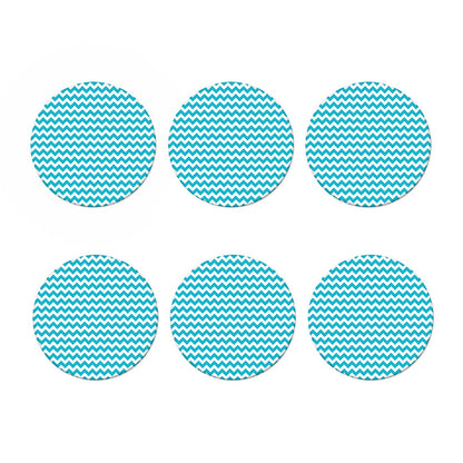 Blue And White Chevron Pattern Print Coaster Set