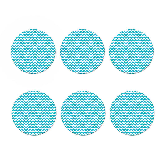 Blue And White Chevron Pattern Print Coaster Set