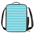 Blue And White Chevron Pattern Print Crossbody Lunch Bag