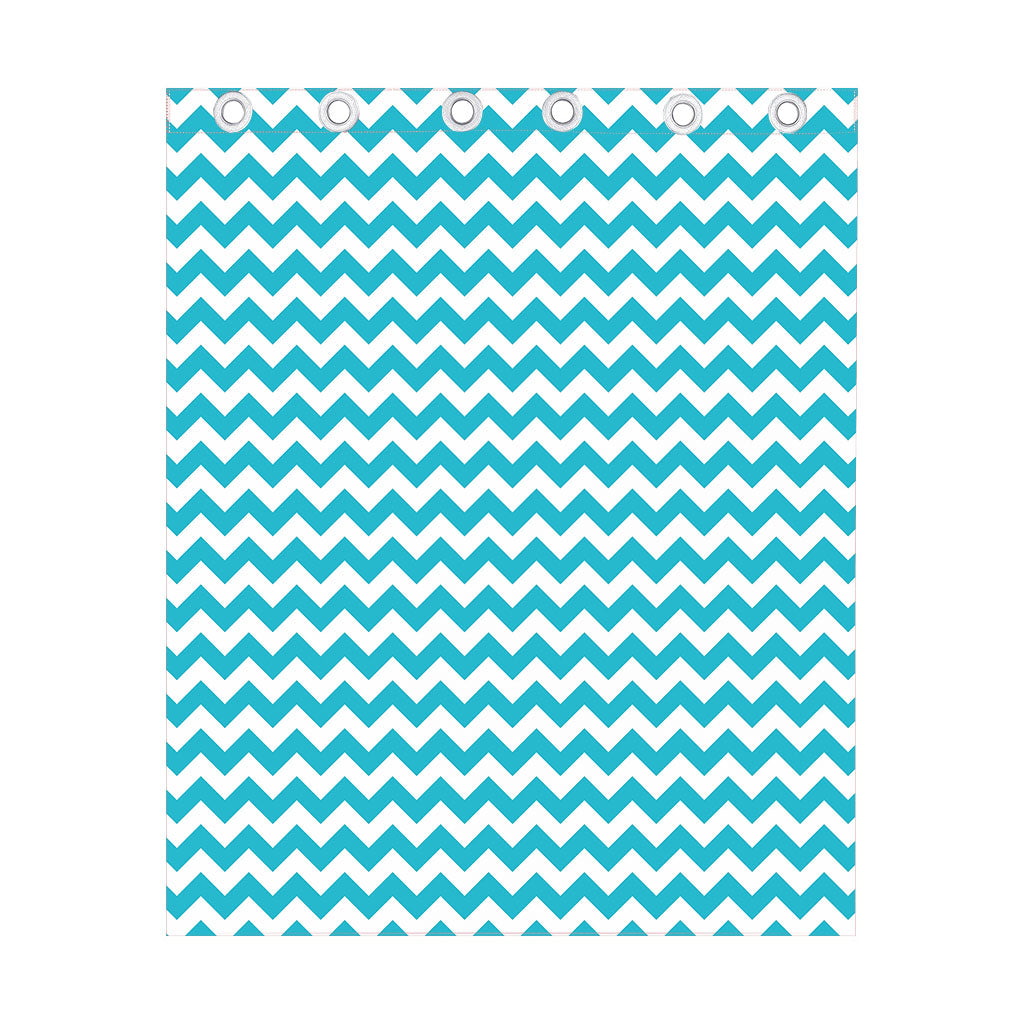 Blue And White Chevron Pattern Print Curtain