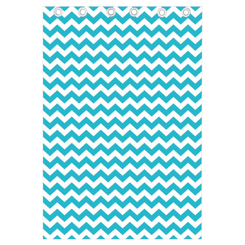 Blue And White Chevron Pattern Print Curtain