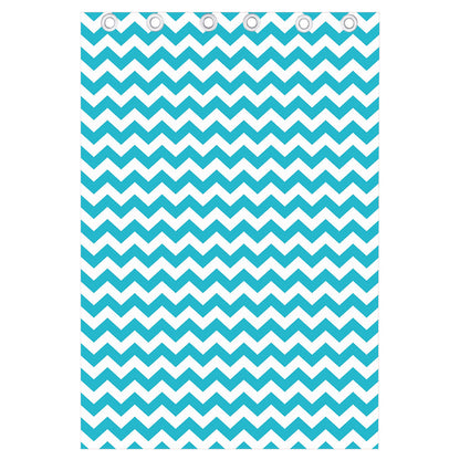 Blue And White Chevron Pattern Print Curtain
