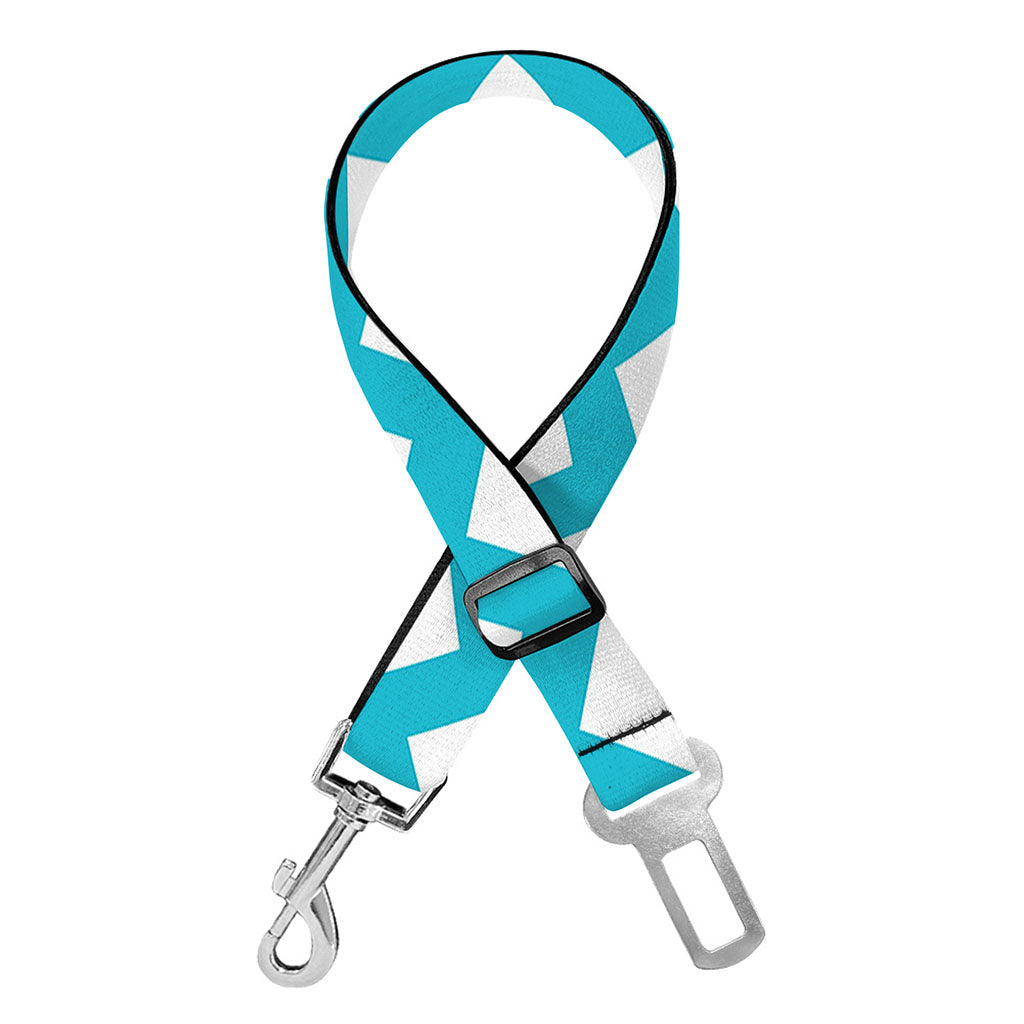 Blue And White Chevron Pattern Print Dog Seat Belt