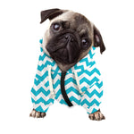 Blue And White Chevron Pattern Print Dog Zip Up Hoodie