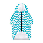 Blue And White Chevron Pattern Print Dog Zip Up Hoodie