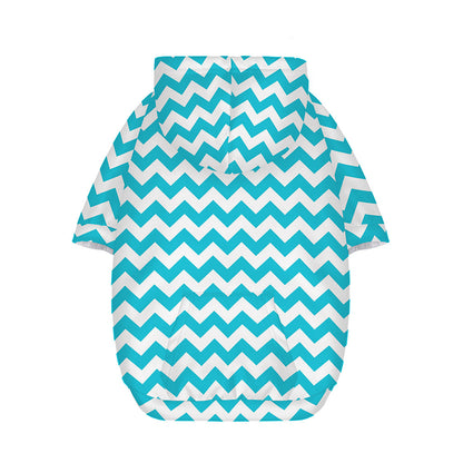 Blue And White Chevron Pattern Print Dog Zip Up Hoodie