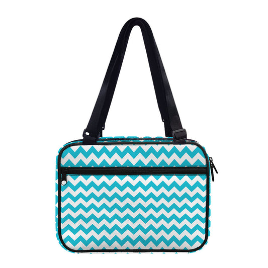 Blue And White Chevron Pattern Print Double Strap Bible Bag