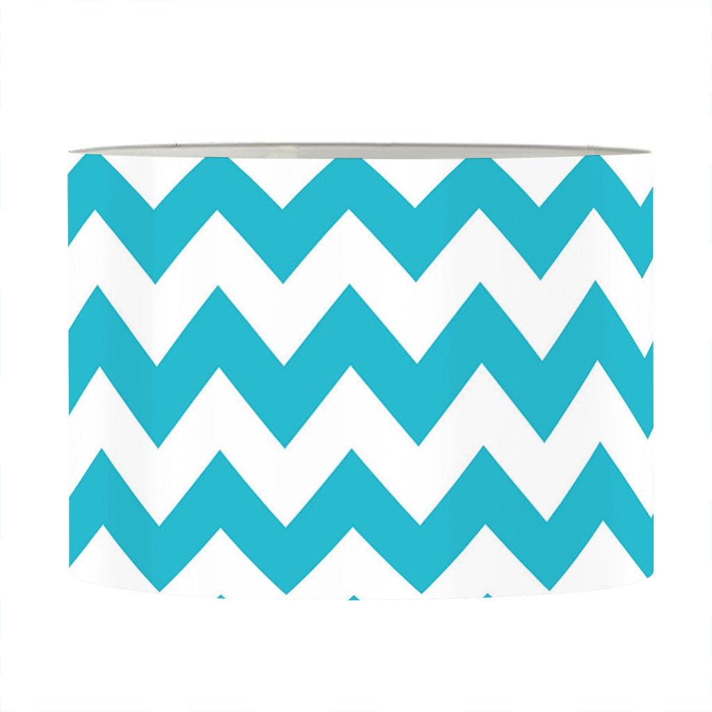 Blue And White Chevron Pattern Print Drum Lamp Shade