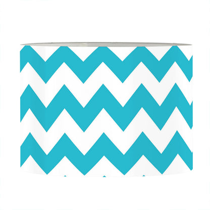 Blue And White Chevron Pattern Print Drum Lamp Shade