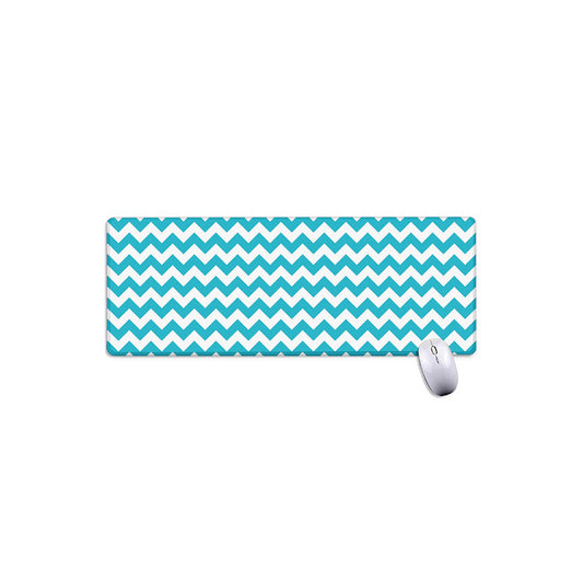 Blue And White Chevron Pattern Print Extended Mouse Pad