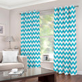 Blue And White Chevron Pattern Print Extra Wide Grommet Curtains