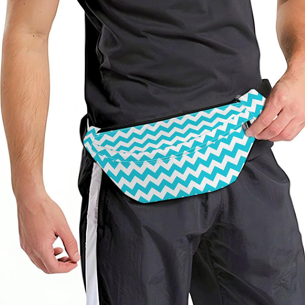 Blue And White Chevron Pattern Print Fanny Pack