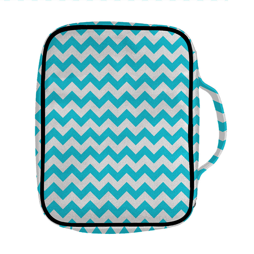 Blue And White Chevron Pattern Print Front Pocket Bible Bag