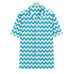 Blue And White Chevron Pattern Print Hawaiian Shirt