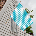 Blue And White Chevron Pattern Print House Flag